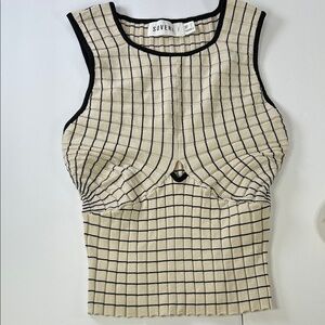 Sovere L strip tank top women’s stretch tan black